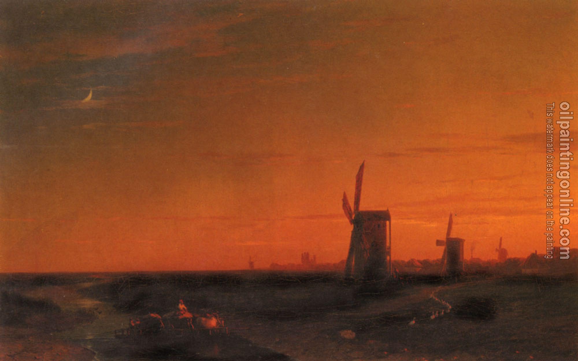 Aivazovsky, Ivan Constantinovich - Landscape With Windmills